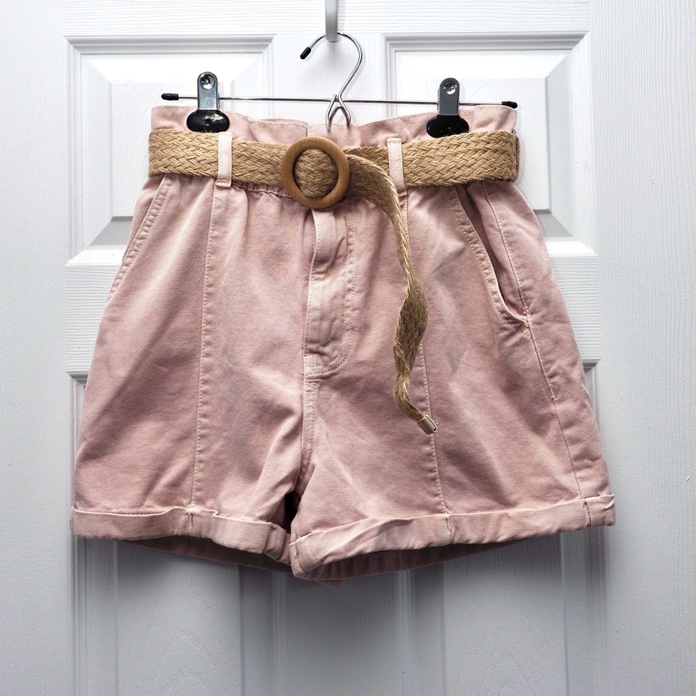 Zara Pink Shorts with Tan Belt